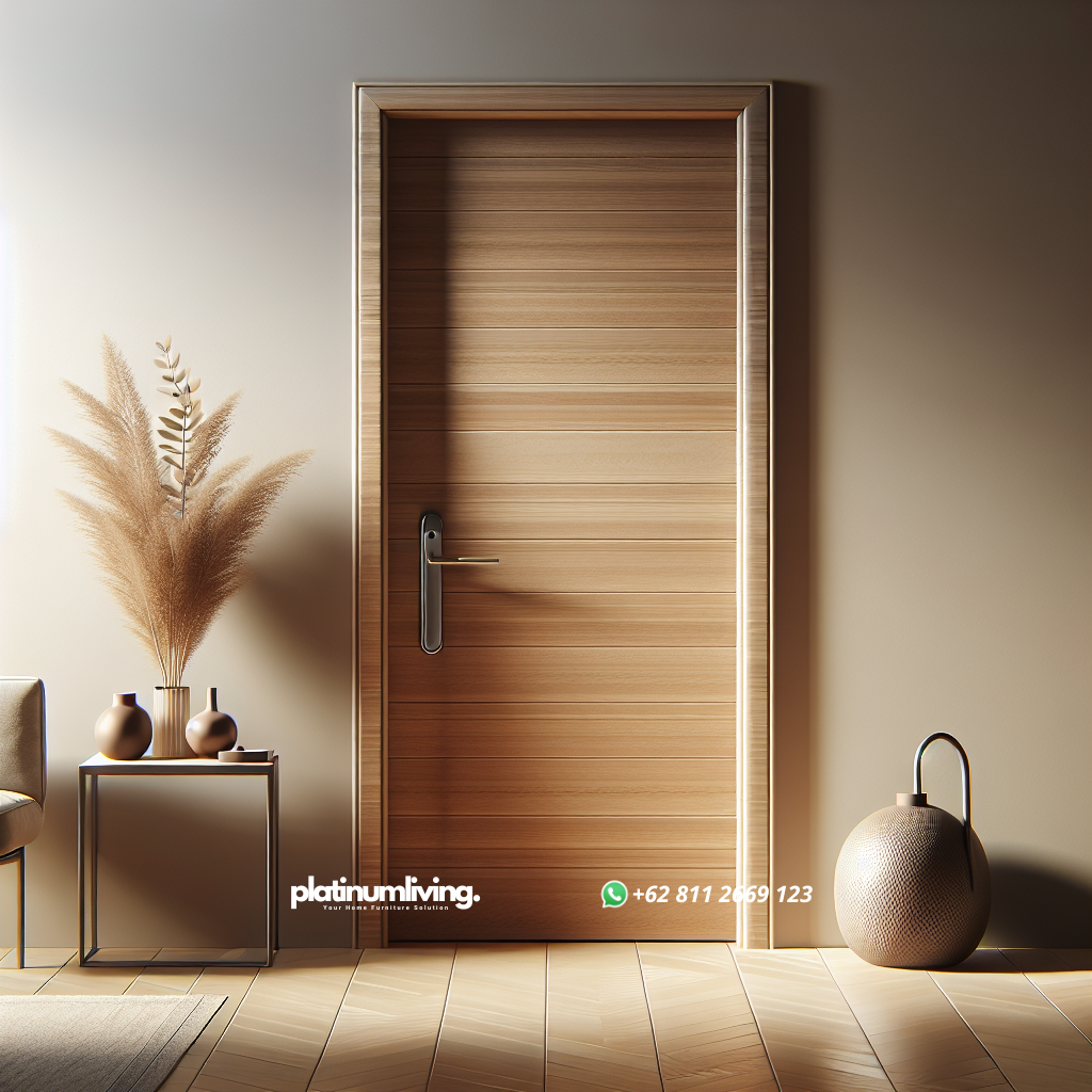 Pintu minimalis dengan desain elegan berbahan kayu dan finishing matte