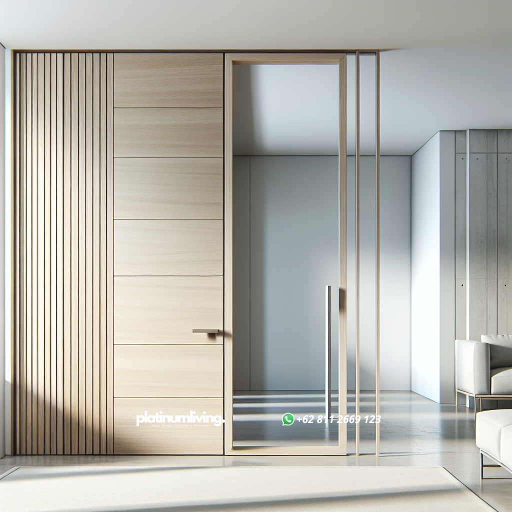 Model Pintu Minimalis Terbaru untuk Hunian Modern 1 Pintu minimalis dengan desain modern dan panel kaca di rumah kontemporer