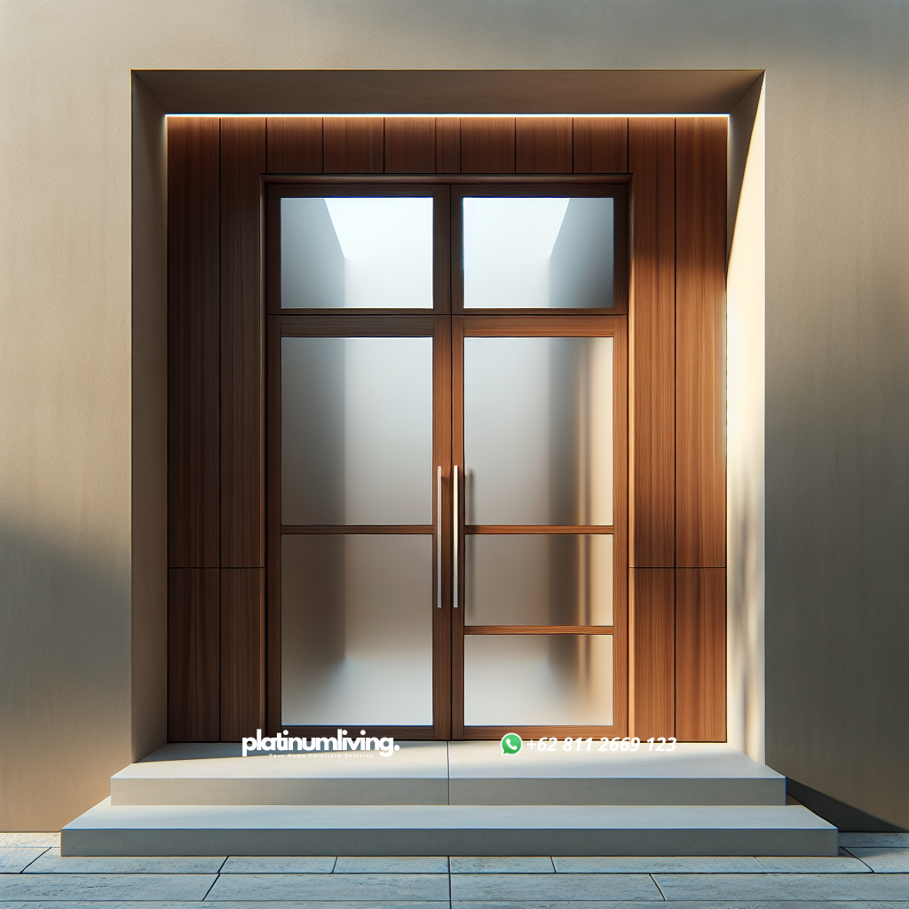 Model Pintu Rumah Minimalis 2 Pintu Terbaru untuk Hunian Modern 1 Pintu rumah minimalis dua daun dengan panel kaca dan kayu