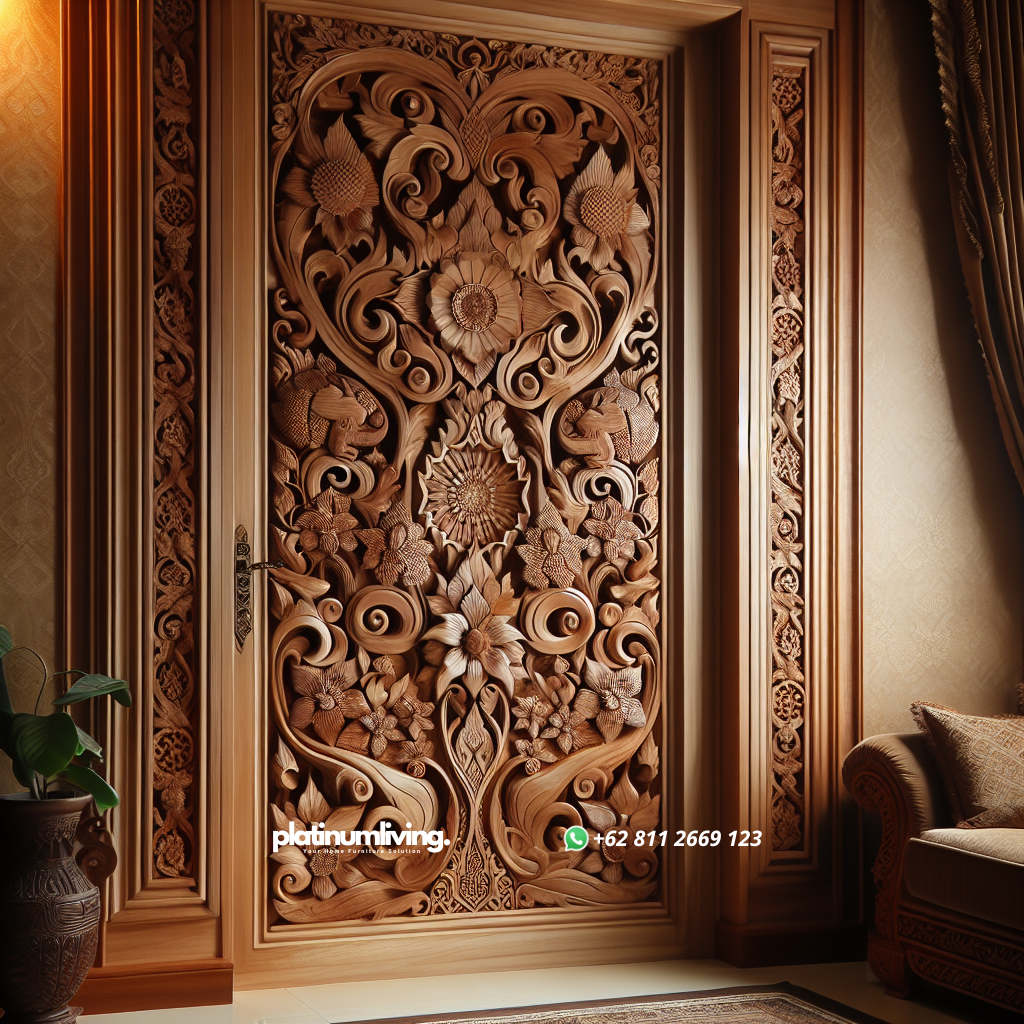 Panduan Lengkap Harga Pintu Jati Jepara Berkualitas Tahun 2024 1 Teak wood door carved with traditional Jepara patterns