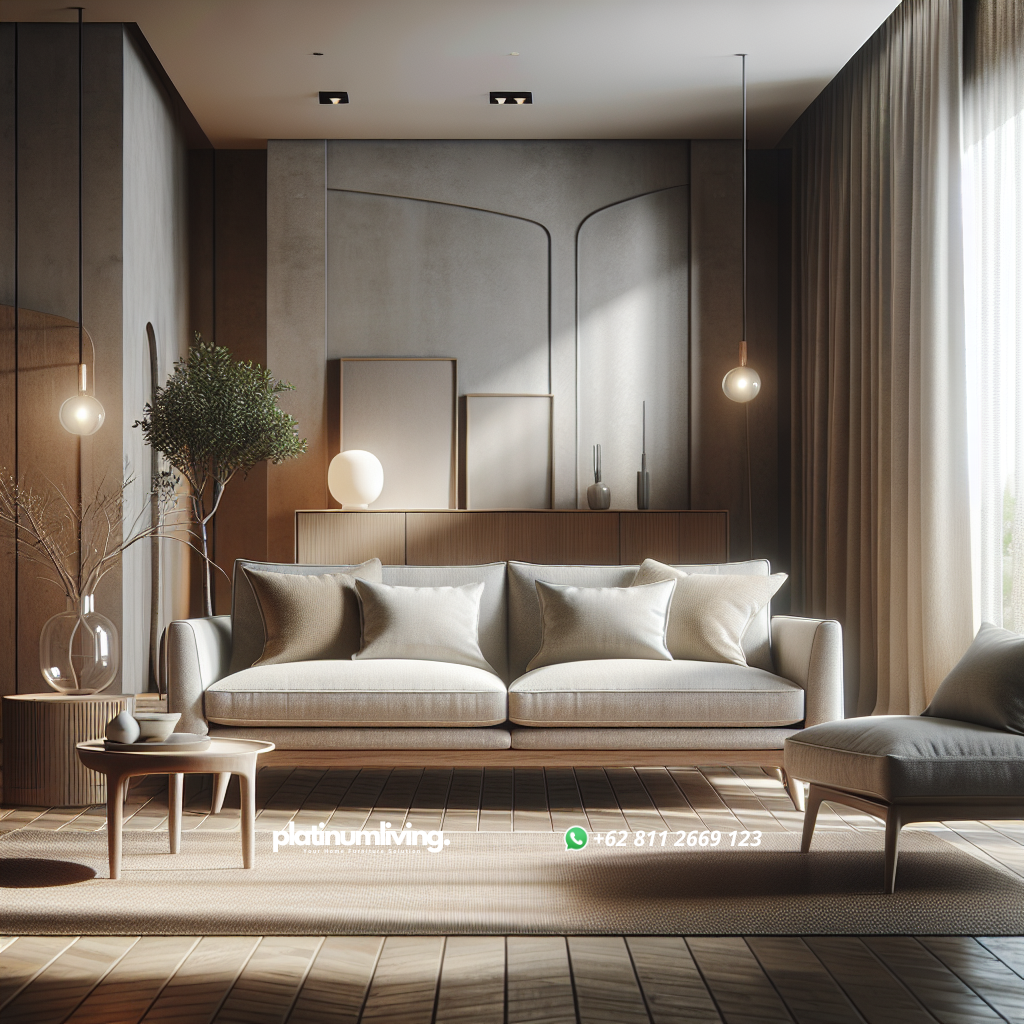 Panduan Lengkap Harga Sofa: Menyesuaikan Budget dengan Gaya dan Kenyamanan 1 Sofa modern dengan kain netral di ruang tamu minimalis