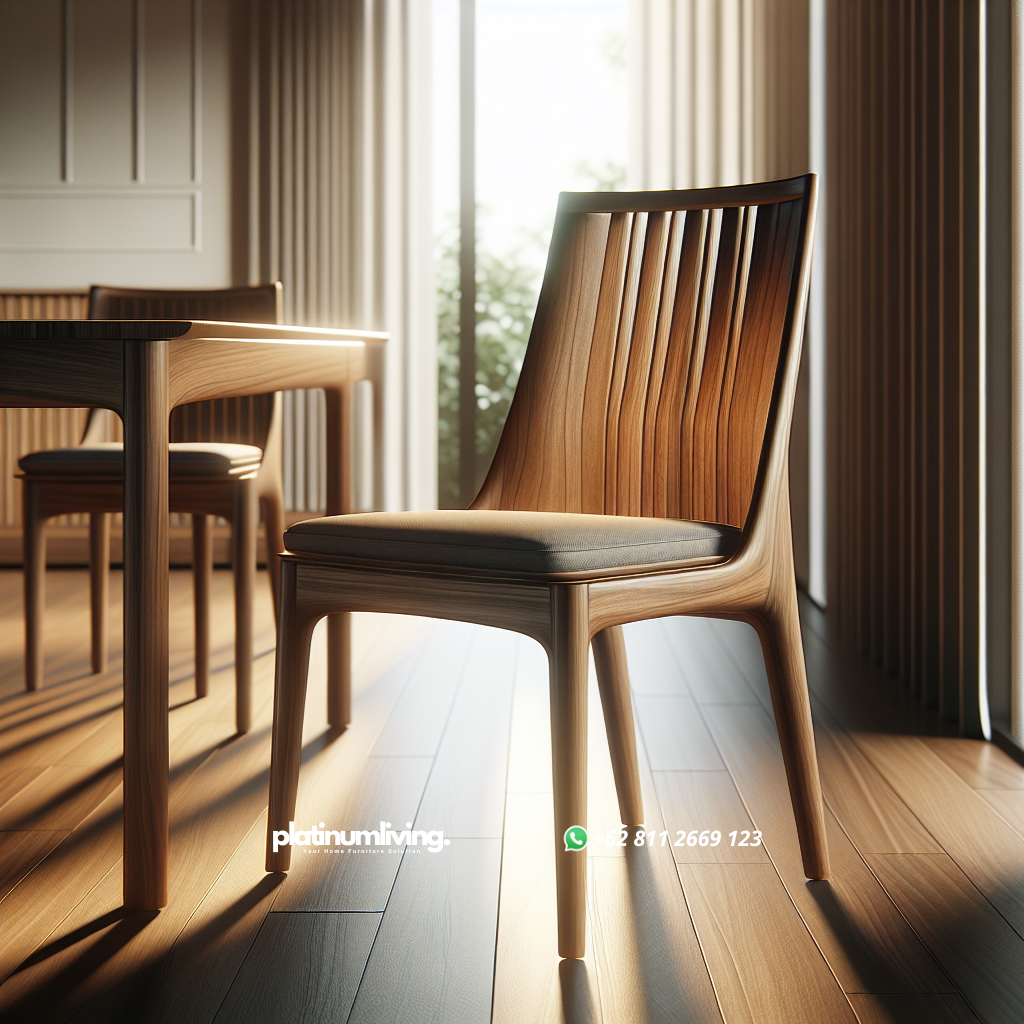Kursi makan kayu minimalis modern dengan alas duduk empuk