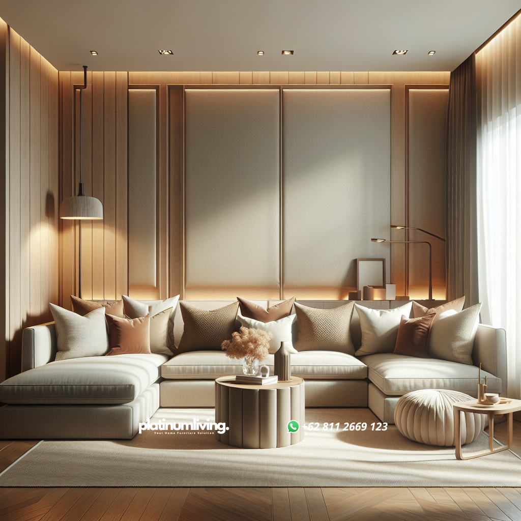 Panduan Lengkap Memilih Sofa Berkualitas di Toko Sofa Terpercaya 1 Modern living room with neutral toned sectional sofa