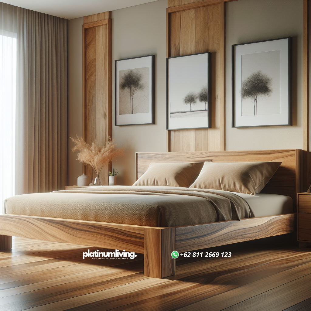 Panduan Memilih Dipan Kayu Berkualitas untuk Hunian Anda 1 Dipan kayu jati dengan desain minimalis di kamar tidur modern