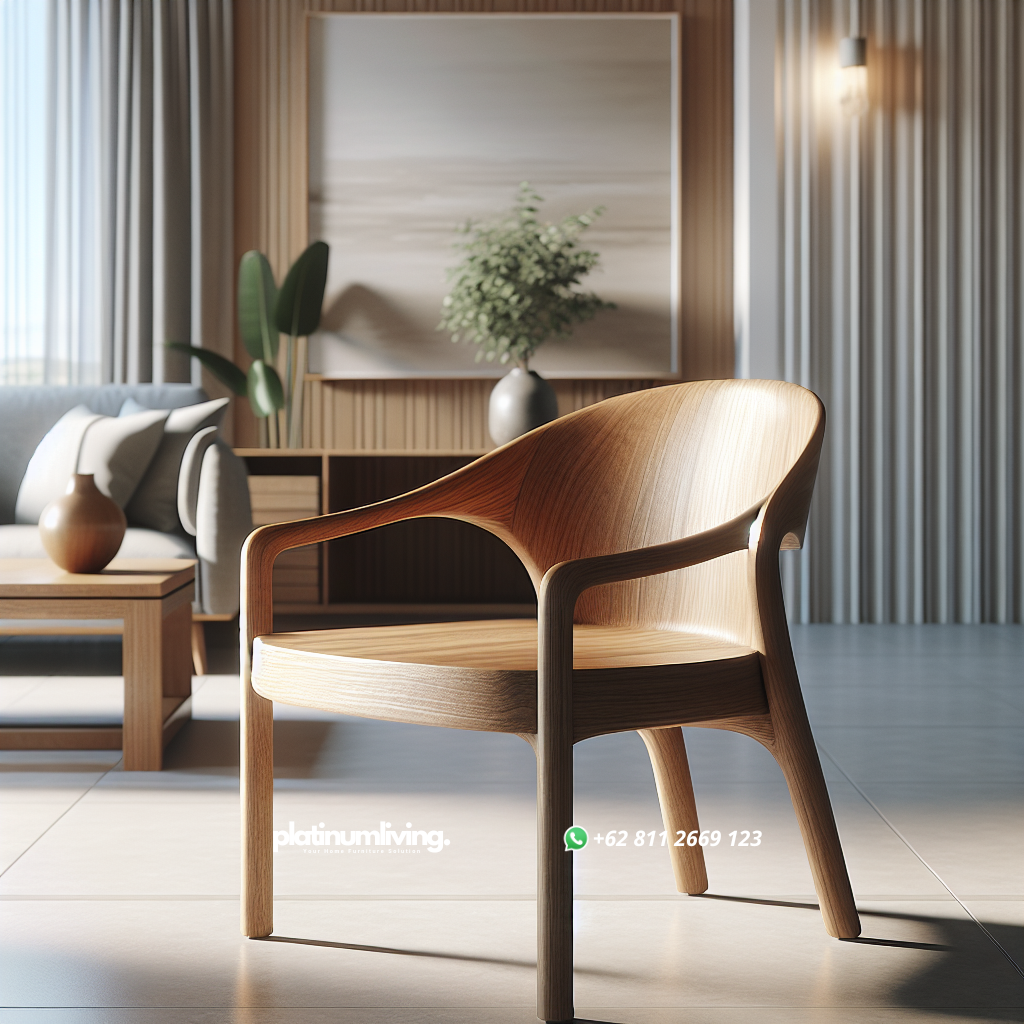 Panduan Memilih Kursi Kayu Minimalis yang Elegan dan Fungsional 1 A sleek and elegant minimalist wooden chair in a bright modern room