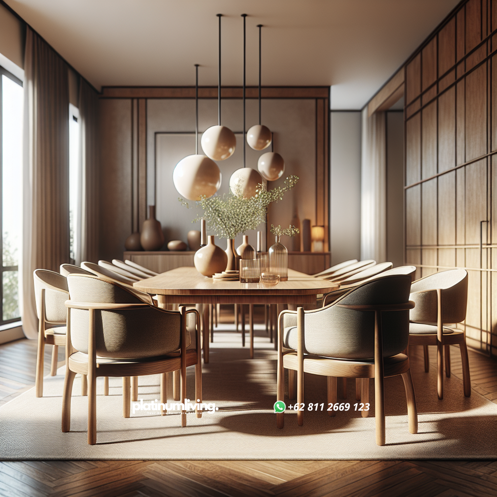 Panduan Memilih Kursi Makan yang Nyaman dan Stylish untuk Rumah Anda 1 Kursi makan kayu dengan bantalan empuk di ruang makan modern