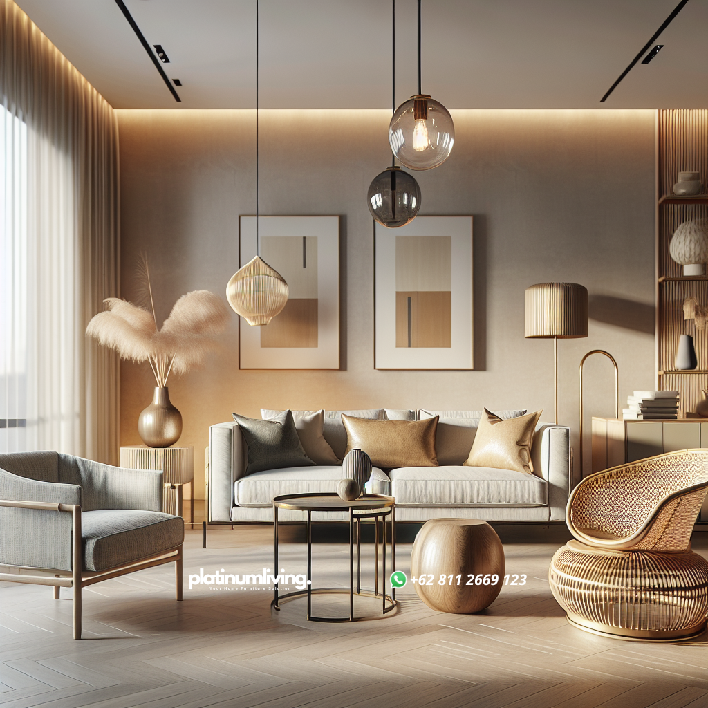 Panduan Memilih Kursi Ruang Tamu yang Nyaman dan Estetis untuk Rumah Modern 1 Berbagai jenis kursi ruang tamu modern seperti sofa, armchair, kursi kayu, dan kursi rotan