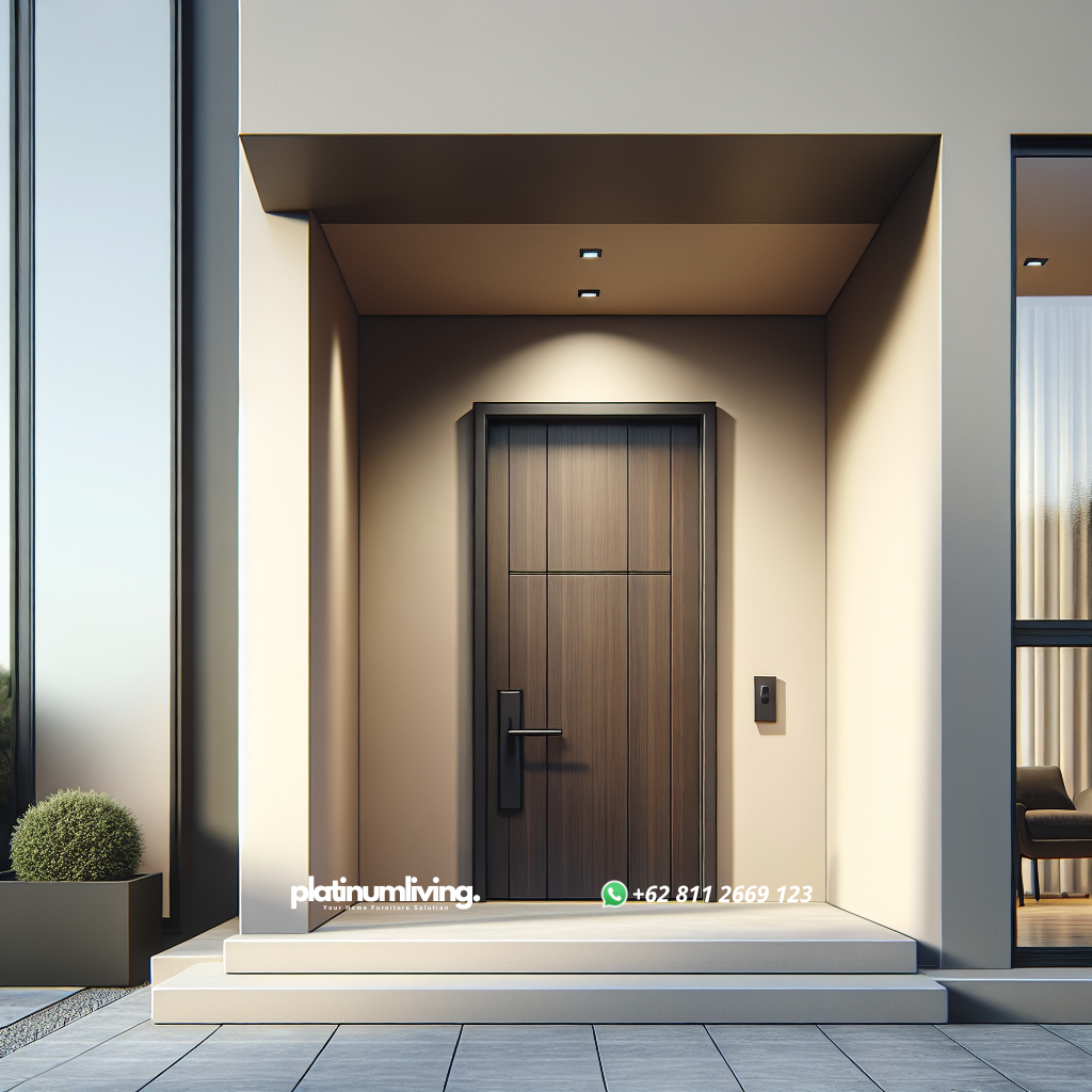 Pintu rumah minimalis bahan kayu dengan desain sederhana dan modern