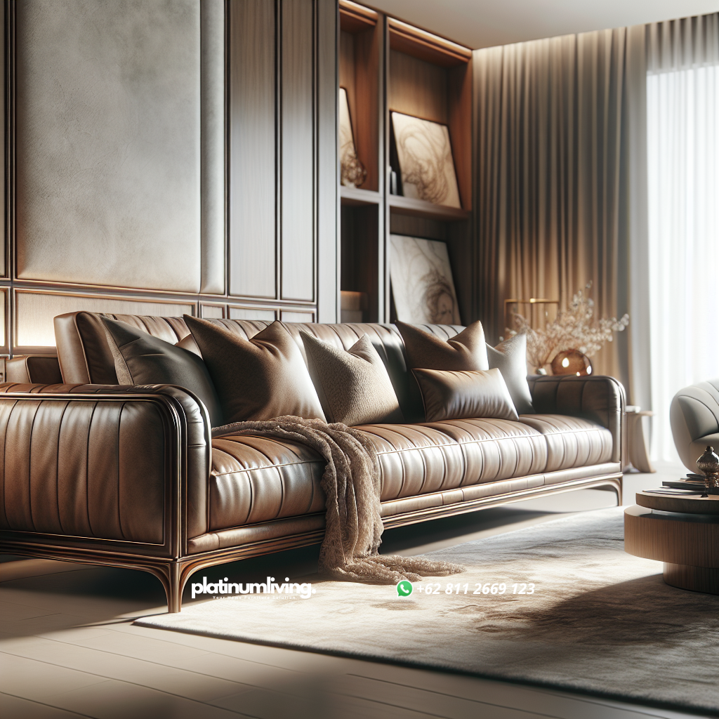Panduan Memilih Sofa Mewah untuk Hunian yang Elegan 1 Sofa mewah kulit premium di ruang tamu modern