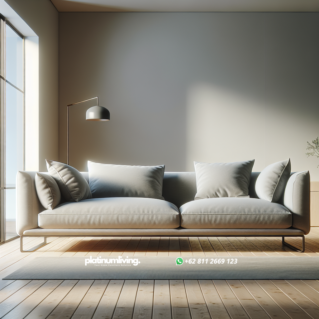 Panduan Memilih Sofa Minimalis yang Stylish dan Fungsional untuk Rumah Modern 1 Modern minimalist sofa in neutral tones