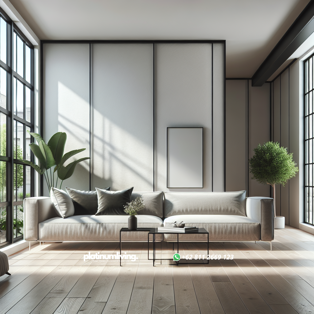 sofa minimalis modern dengan desain elegan di ruang tamu minimalis