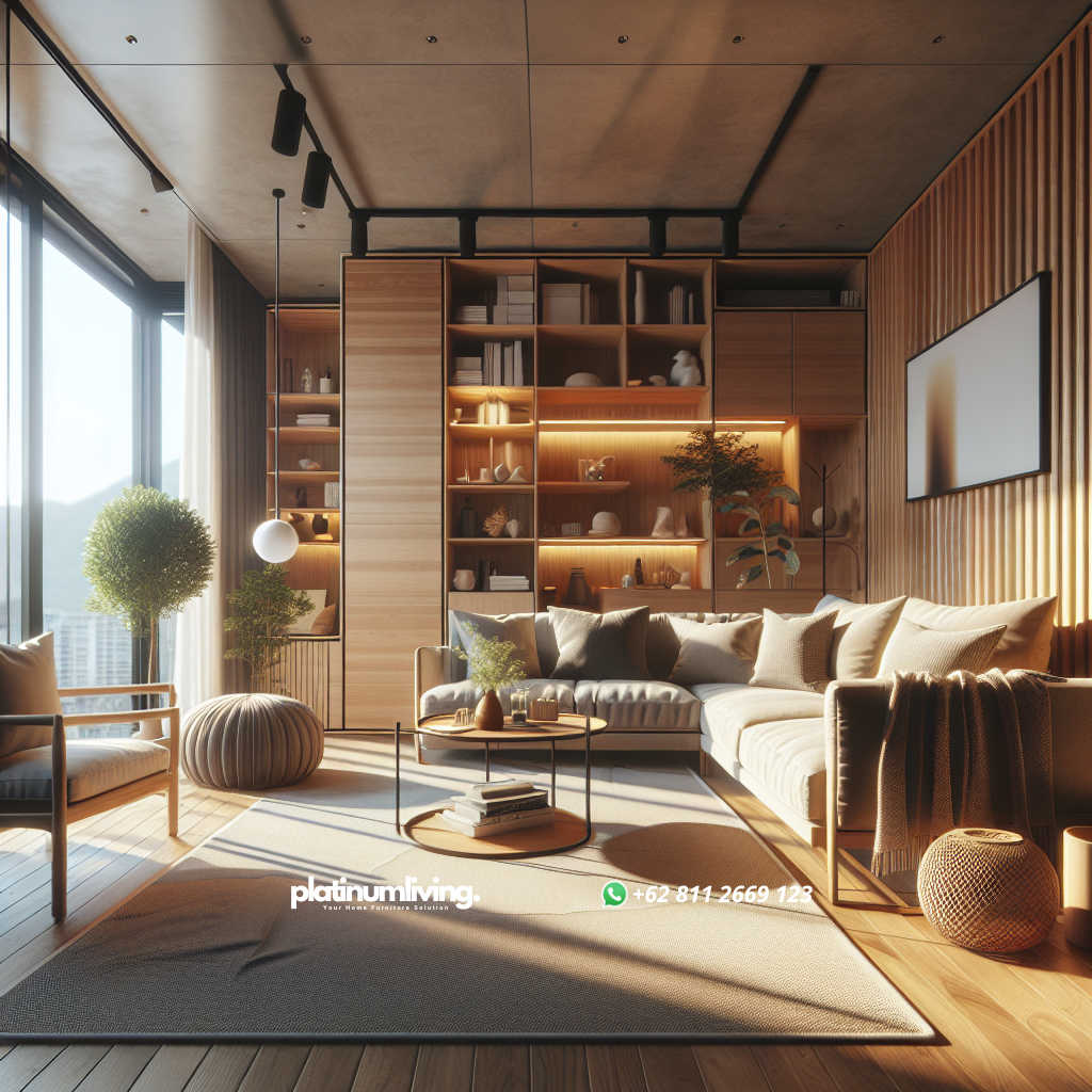 sofa modern dan nyaman di ruang tamu dengan pencahayaan alami