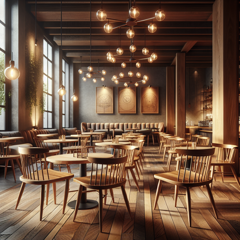 Kursi cafe dari kayu jati dengan desain elegan di dalam cafe