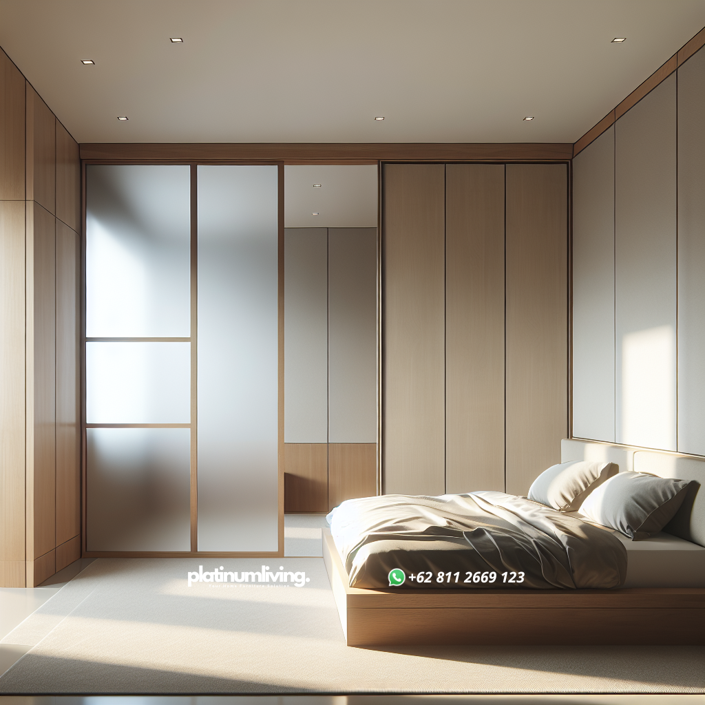 pintu kamar minimalis dengan kaca frosted dan desain sliding
