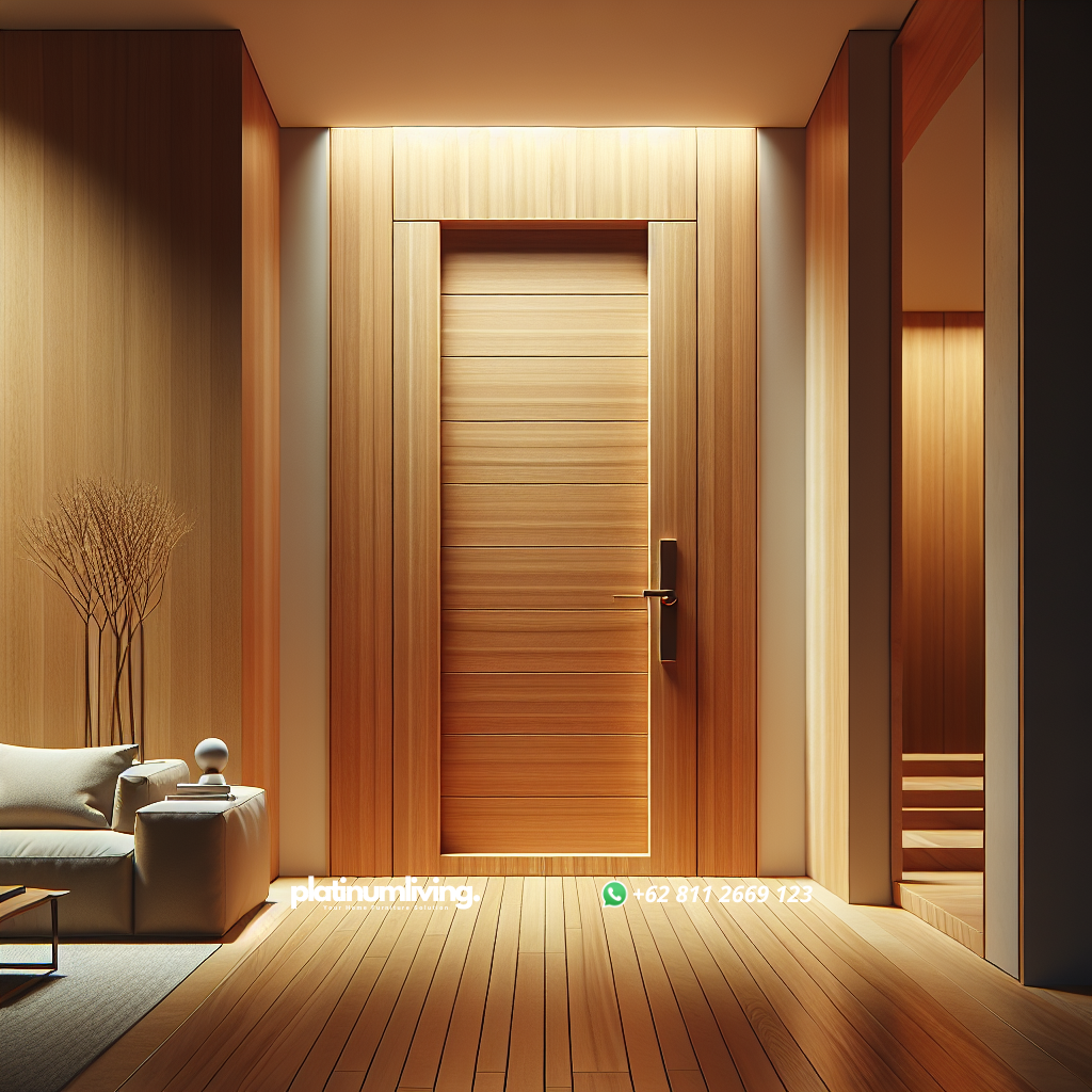 Pintu Kayu Jati Minimalis: Pilihan Tepat untuk Hunian Modern dan Elegan 1 Pintu kayu jati minimalis dengan desain sederhana dan natural