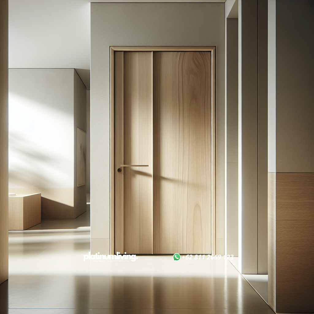 Pintu minimalis modern dengan satu pintu dan panel kaca horizontal