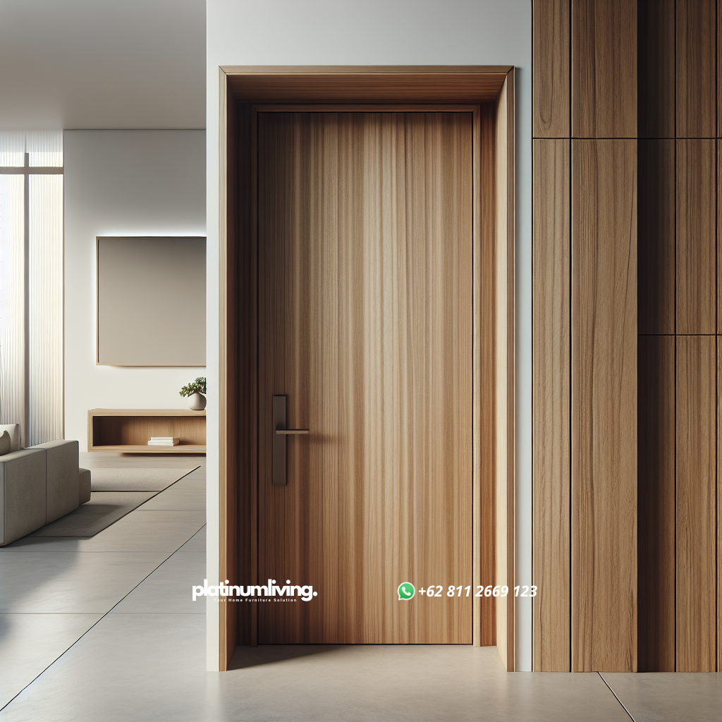 Pintu minimalis kayu pada rumah modern