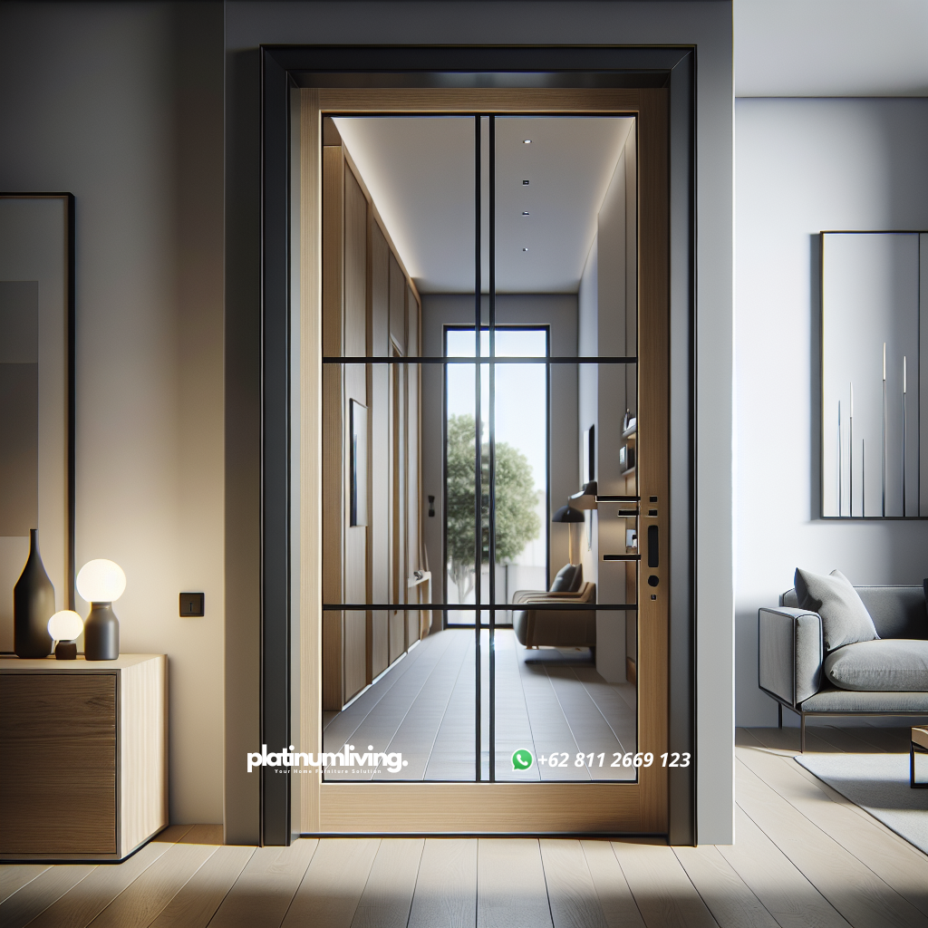 Pintu Minimalis Terbaru: Pilihan Elegan untuk Hunian Modern 1 Pintu minimalis modern dengan bingkai kaca dan kayu solid