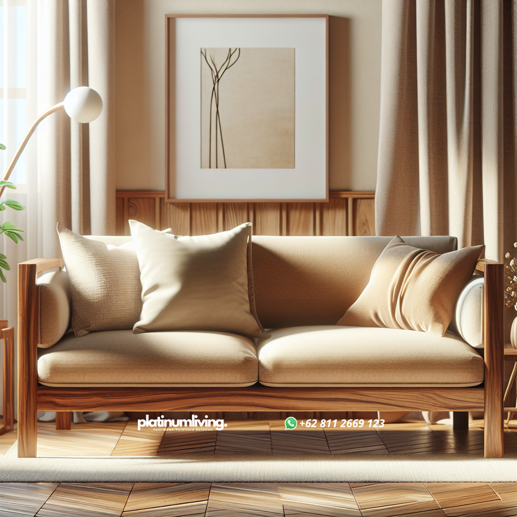 Sofa Kayu: Pilihan Elegan untuk Interior Rumah Anda 1 Sofa kayu minimalis di ruang tamu modern