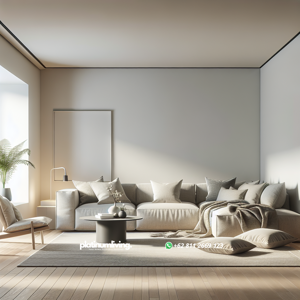 Sofa Minimalis: Pilihan Tepat untuk Hunian Modern dan Praktis 1 Sofa minimalis modern berwarna netral di ruang tamu minimalis