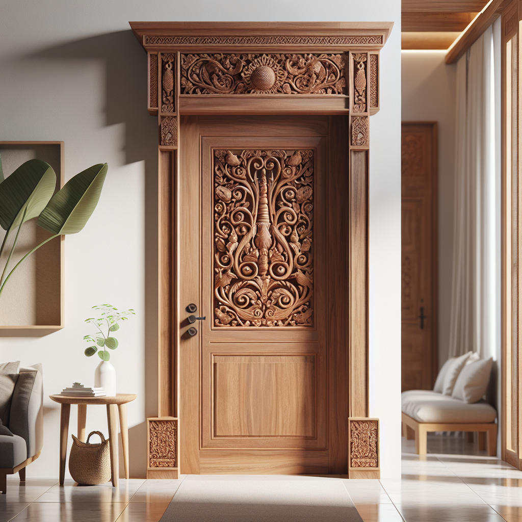 Pintu kayu jati Jepara dengan ukiran tradisional yang indah