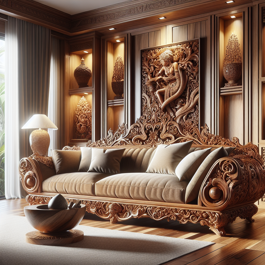Sofa kayu jati Jepara dengan ukiran tangan
