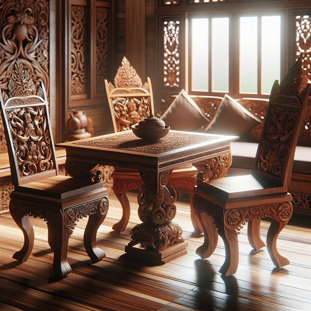 Furniture Jepara dari kayu jati dengan ukiran rumit