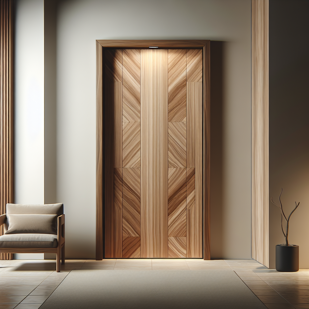 Pintu jati minimalis dengan desain modern dan natural