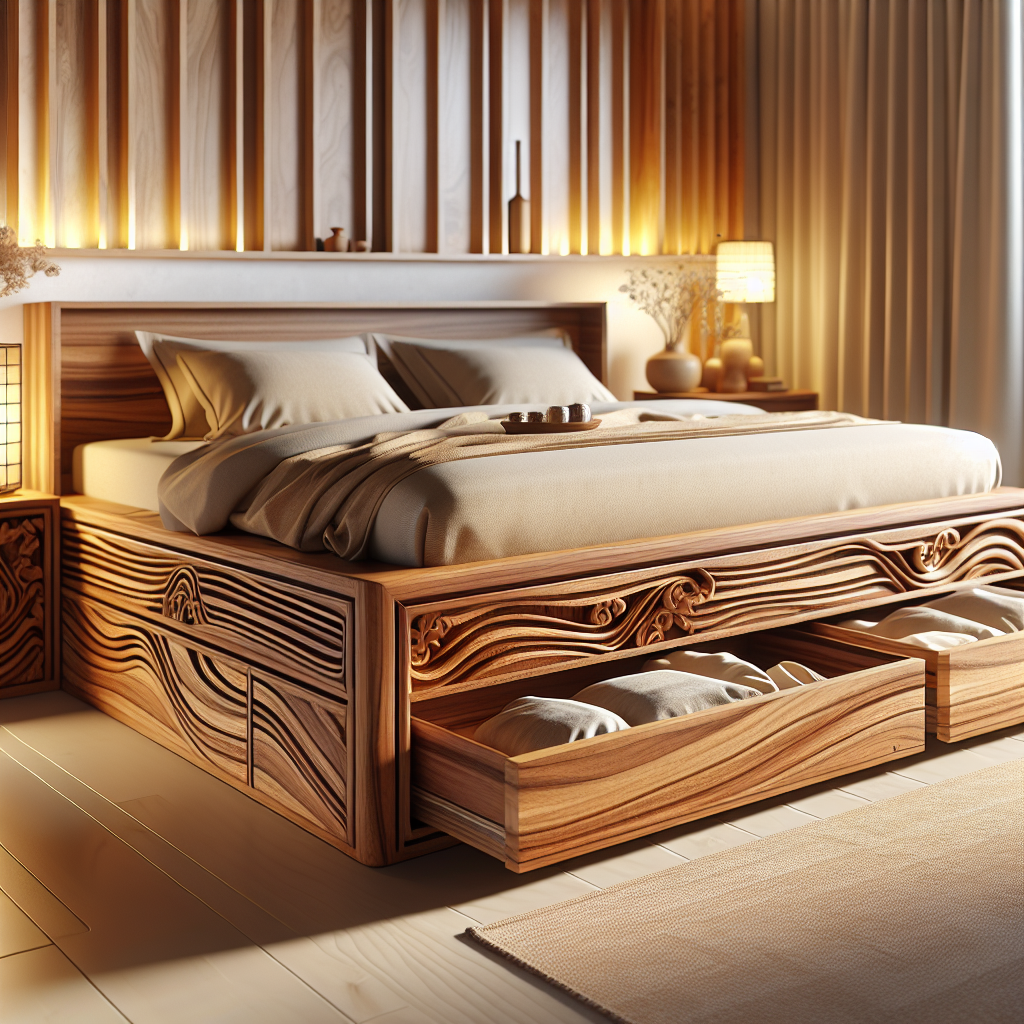 Keistimewaan Tempat Tidur Jati Model Laci Cilincing untuk Hunian Anda 1 Tempat tidur jati dengan laci cilincing dan desain elegan di kamar tidur