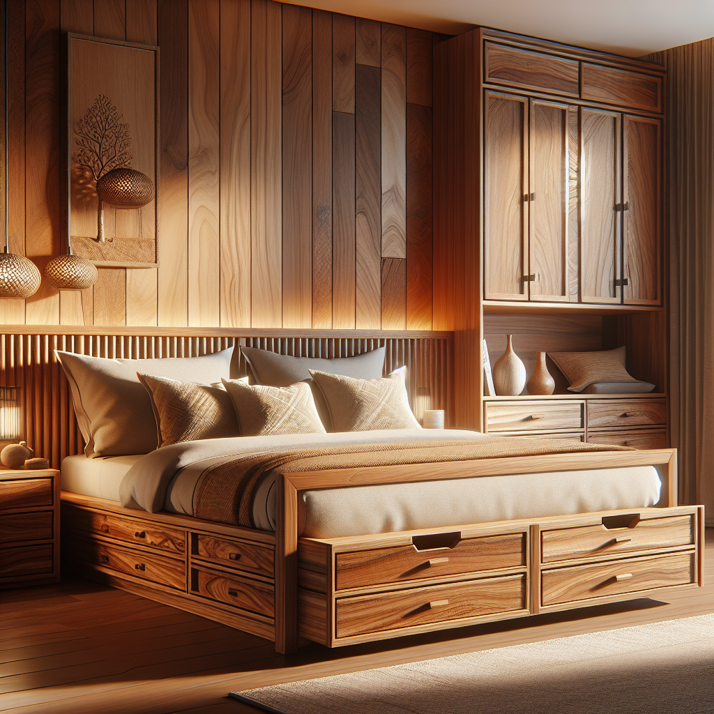 Keunggulan Tempat Tidur Jati Model Laci Koja untuk Hunian Modern 1 Tempat tidur jati dengan desain laci Koja dan penyimpanan praktis