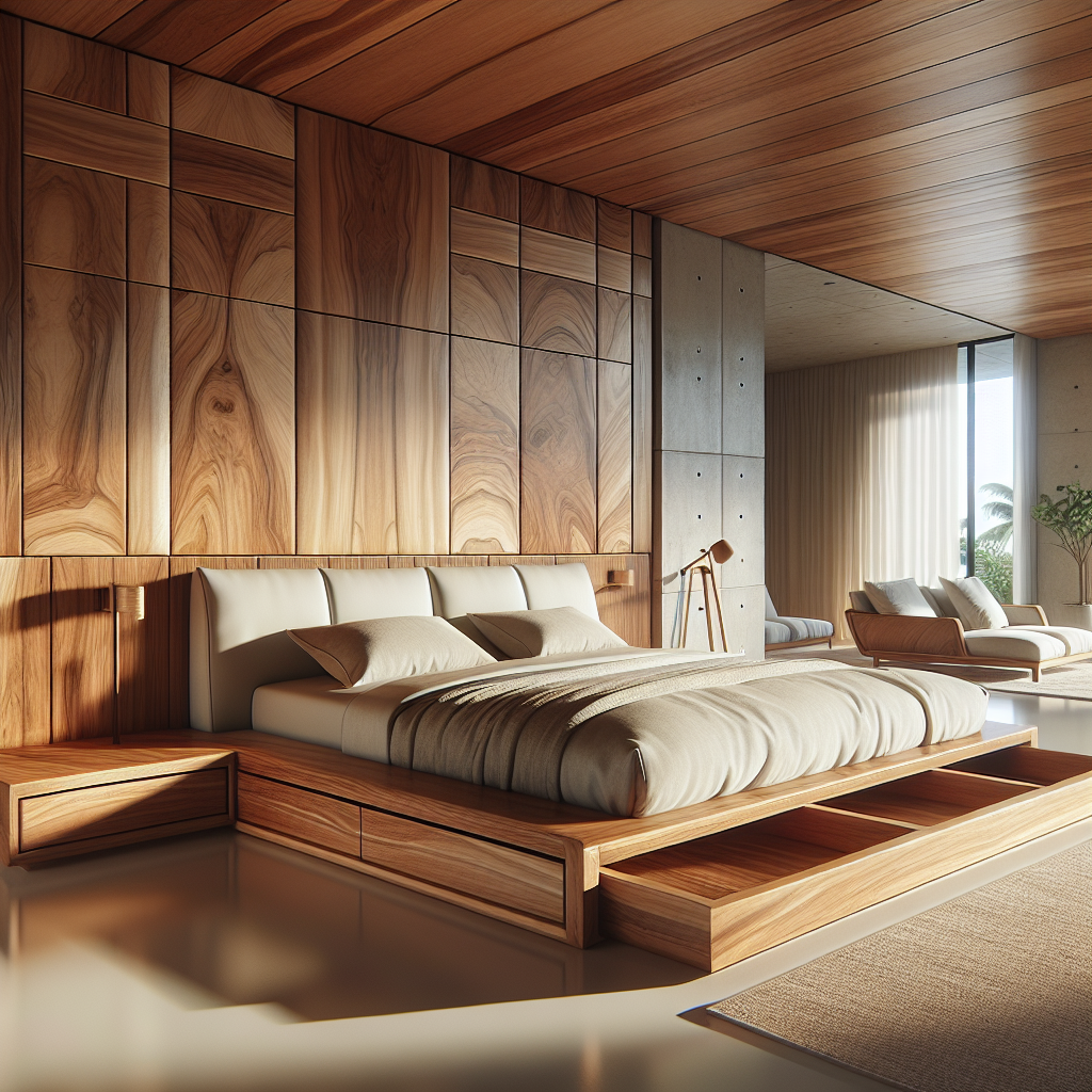 Keunggulan Tempat Tidur Jati Model Laci Matraman yang Fungsional dan Estetis 1 Tempat tidur jati dengan model laci Matraman di kamar tidur modern