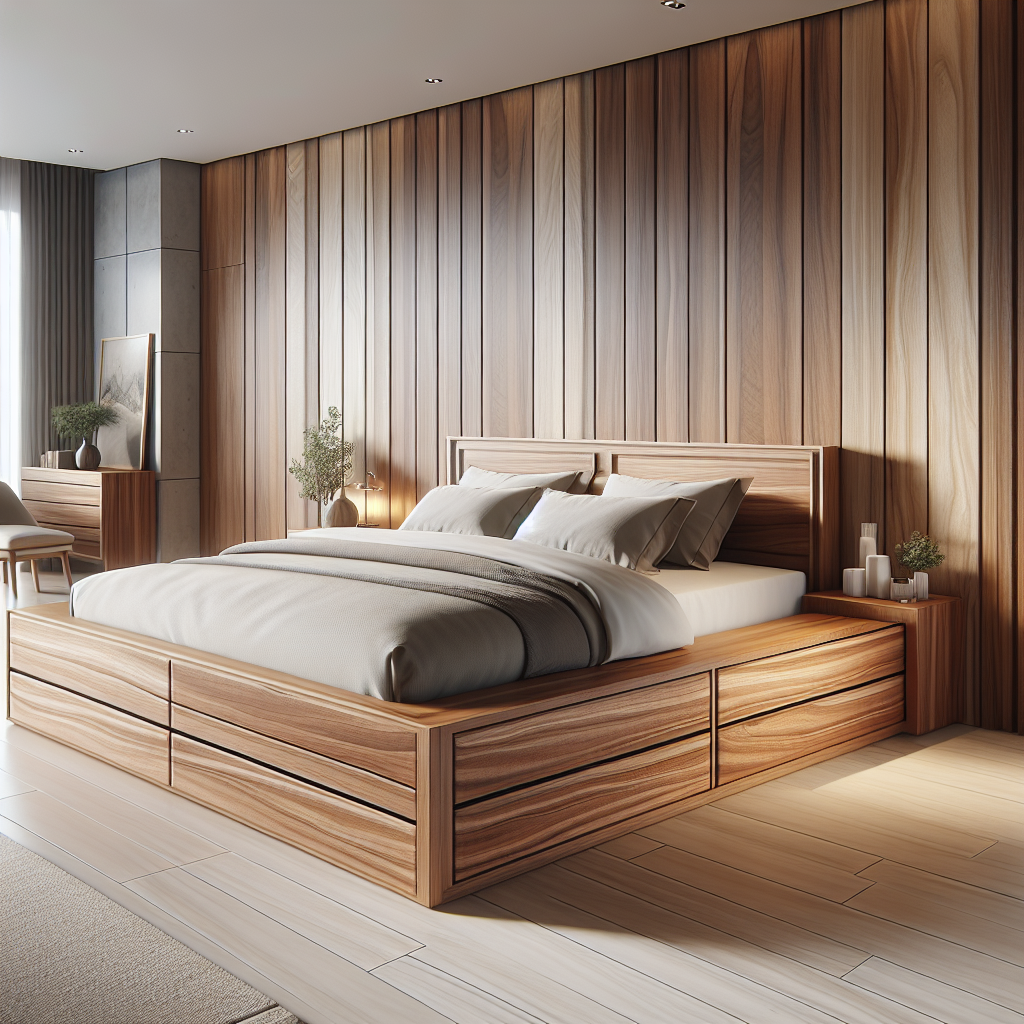 Tempat tidur kayu jati dengan laci built-in model Selemadeg Timur