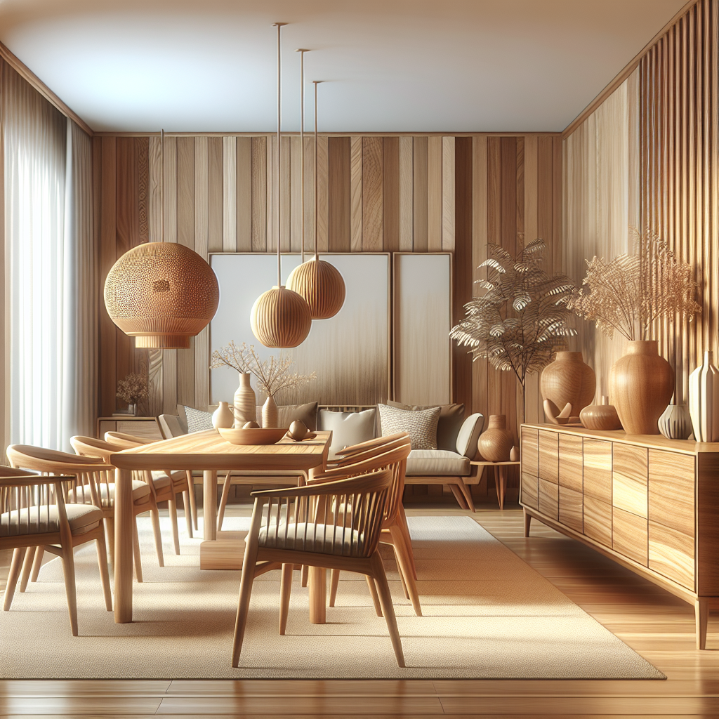 Teak wood furniture in minimalist living room design