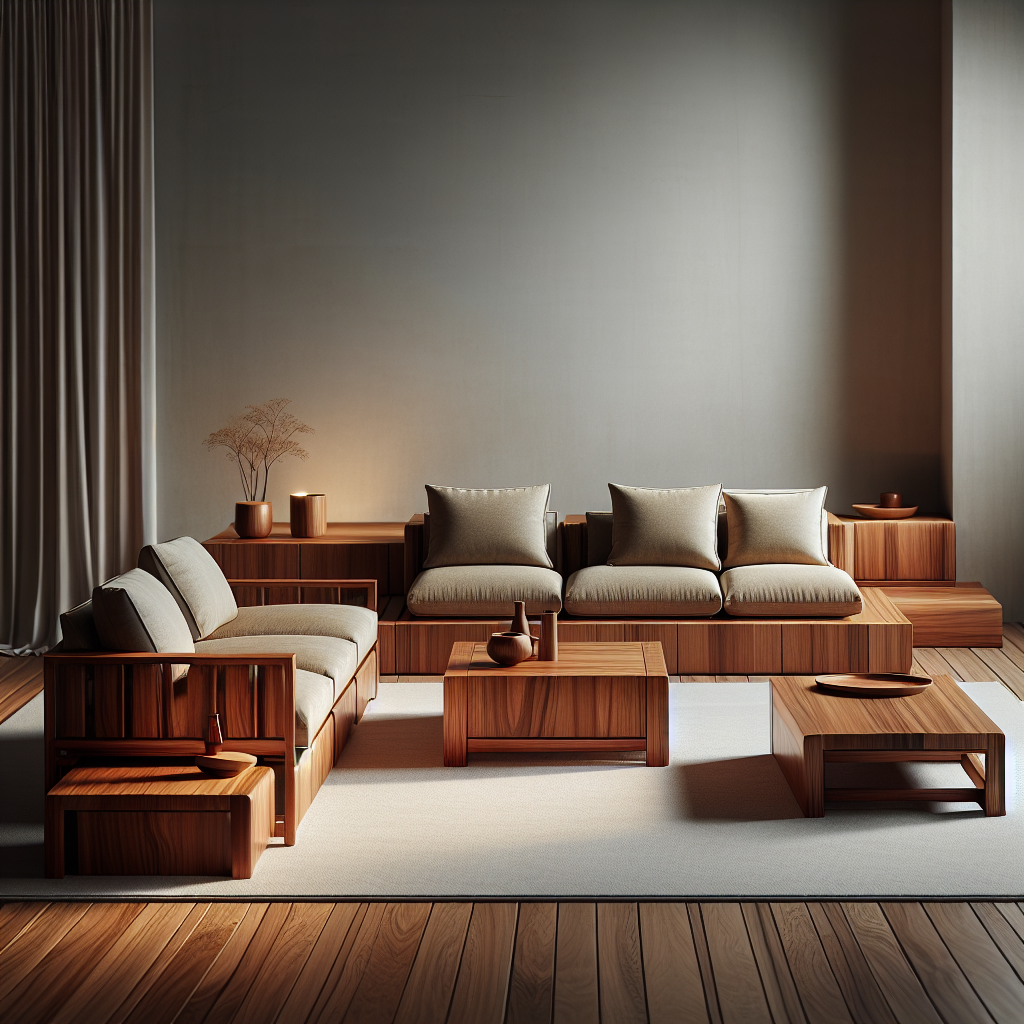 Set furniture jati minimalis berdesain modern dari Jepara