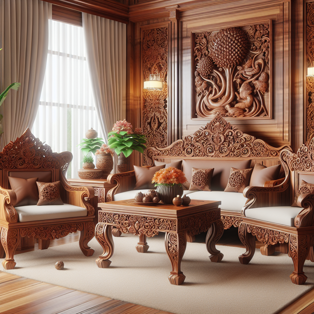 Furniture mebel Jepara dengan ukiran kayu jati khas Jepara