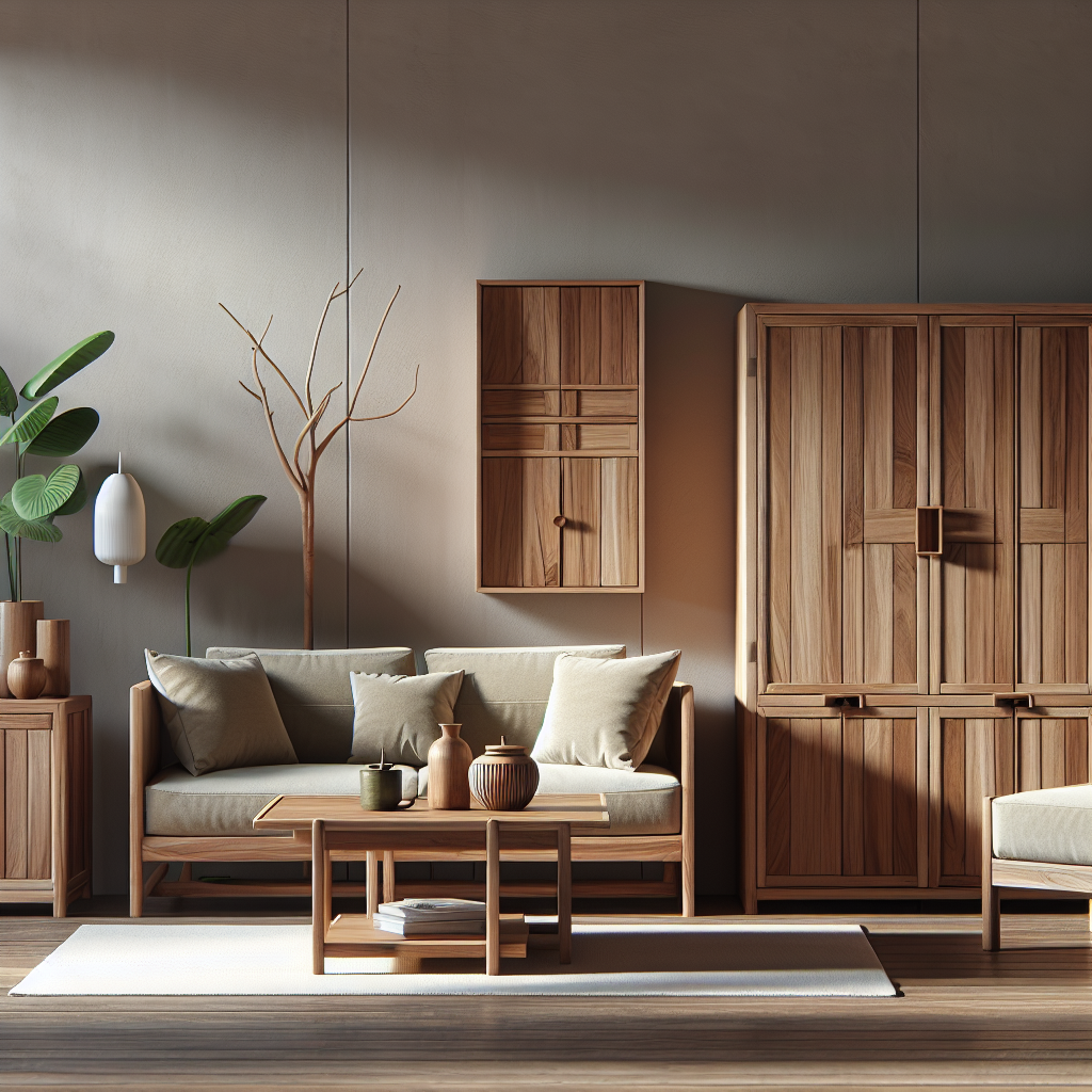 Set mebel Jepara minimalis dengan ukiran halus dan warna natural