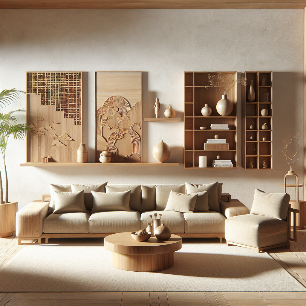 Modern minimalist Jepara carved furniture in a stylish living room