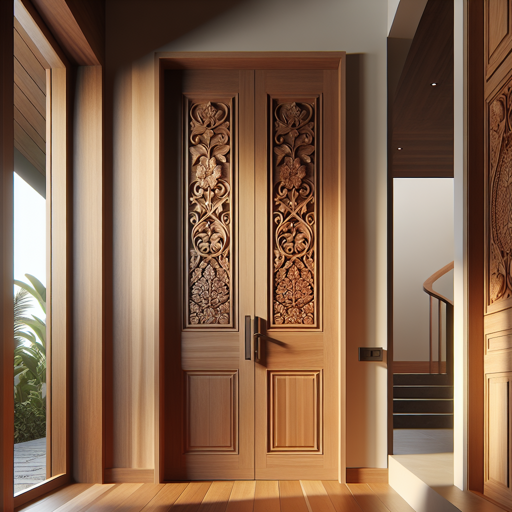 Pintu kayu jati modern dengan desain elegan dari Platinumliving Furniture Jepara