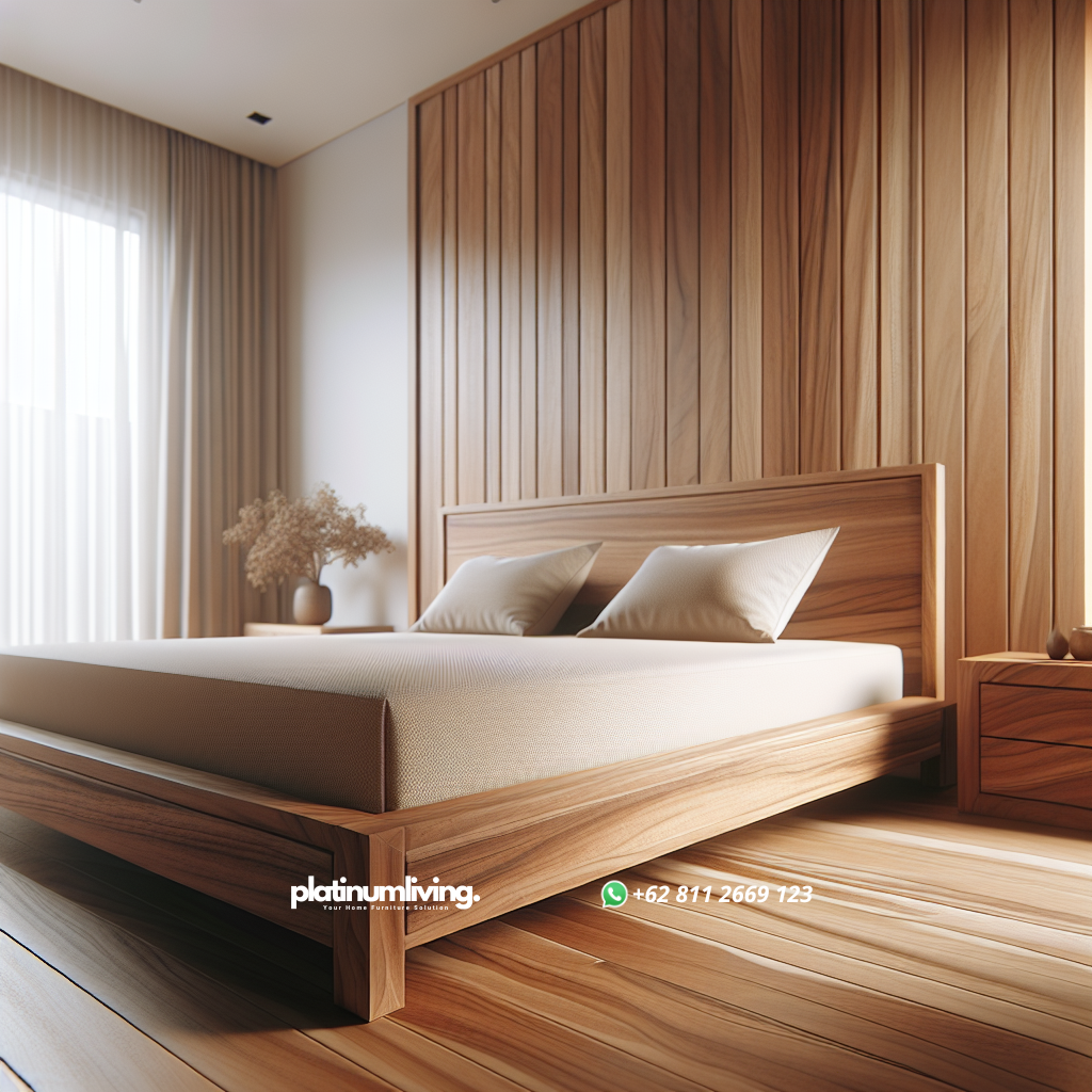 Panduan Lengkap Harga Tempat Tidur Jati Minimalis dan Tips Memilihnya 1 Tempat tidur minimalis dari kayu jati dengan desain modern