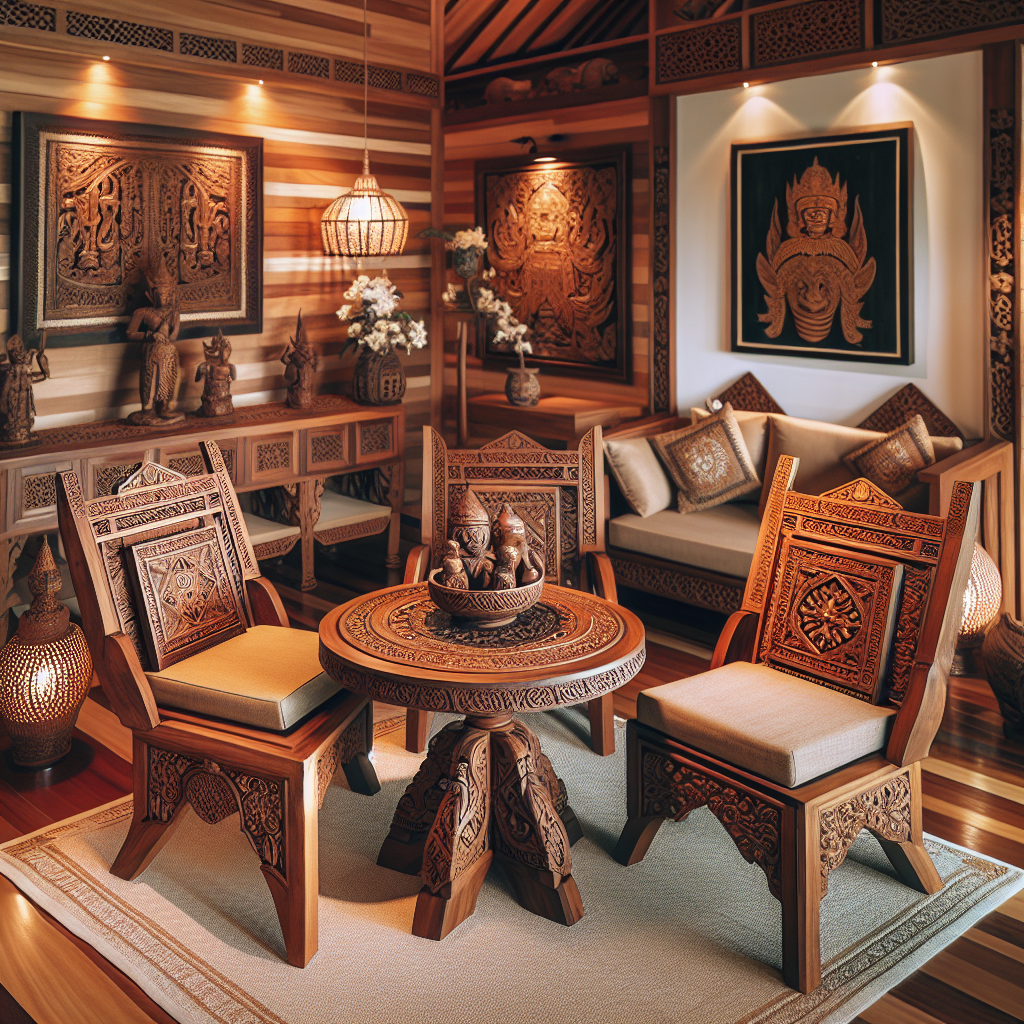 Premium Jepara wooden furniture with carved details