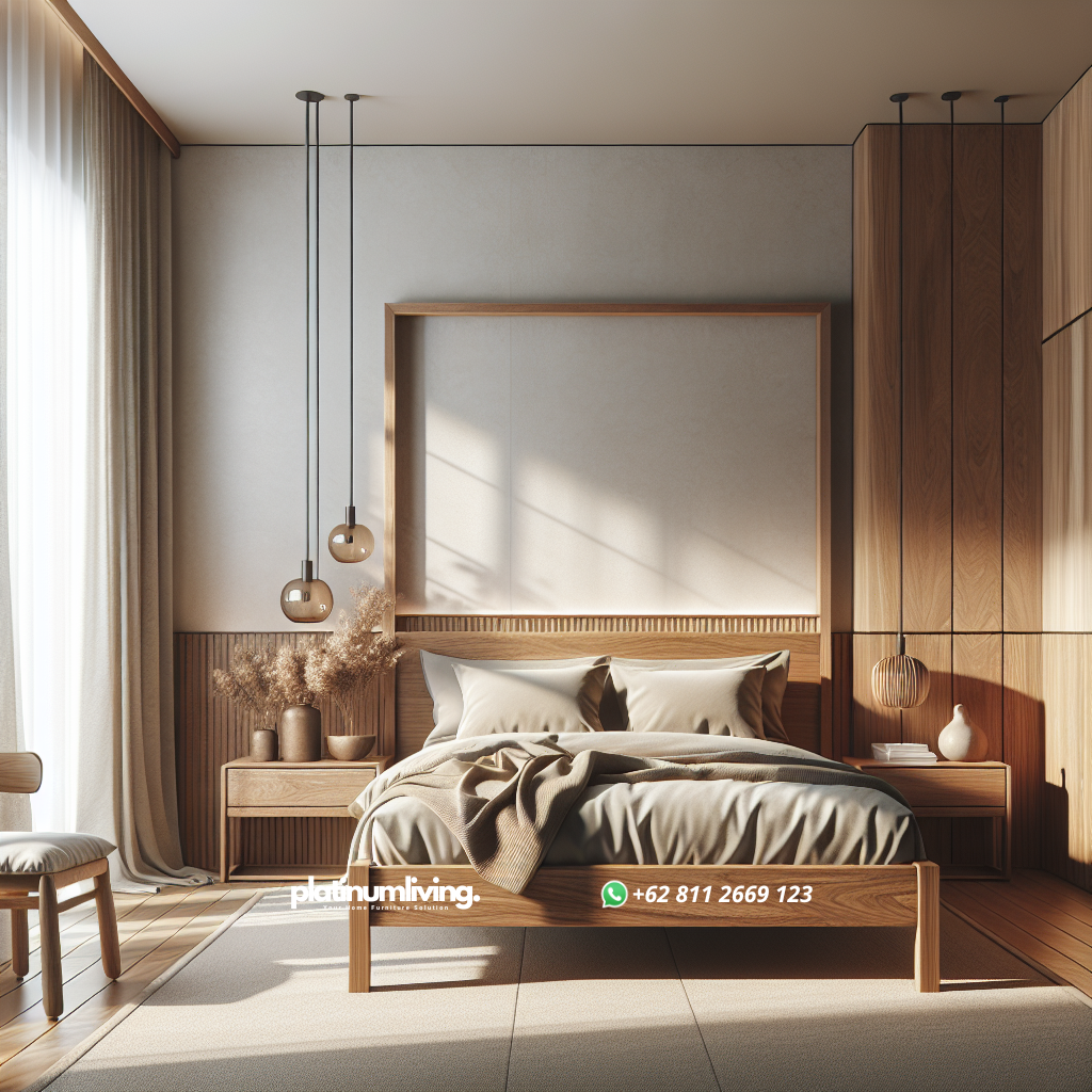 Pilihan Terbaik Tempat Tidur Jati untuk Kamar Minimalis Anda 1 Tempat tidur jati minimalis dengan desain simpel dan natural