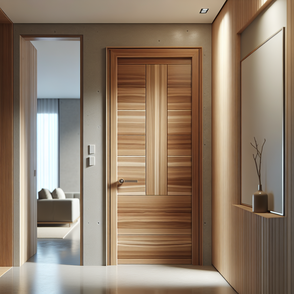 Pintu jati minimalis terbuat dari kayu jati berkualitas dengan desain modern