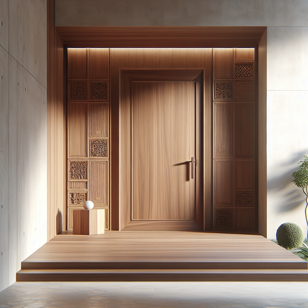 Pintu Jepara minimalis dengan desain sederhana dan kayu jati alami