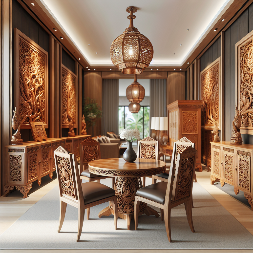 Showroom mebel kayu jati dengan desain Jepara dari Platinum Living Furniture