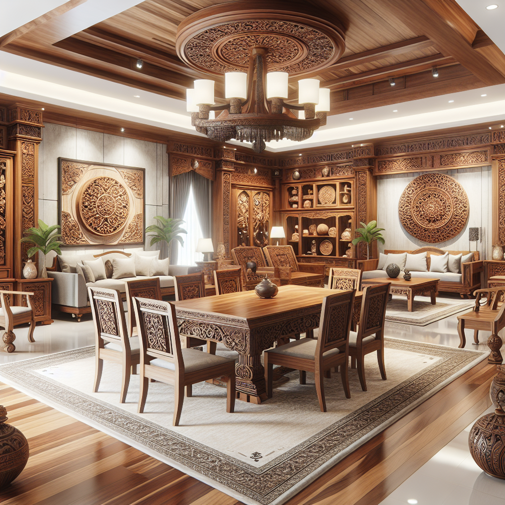 Showroom furniture Jepara dengan ukiran kayu jati dari PlatinumLiving