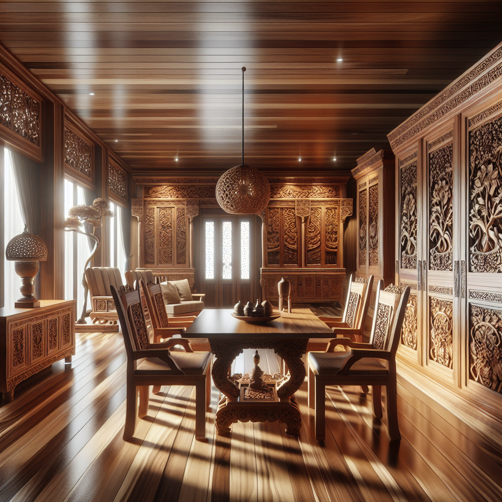 Showroom mebel kayu jati berkualitas tinggi di Platinumliving Furniture Jepara