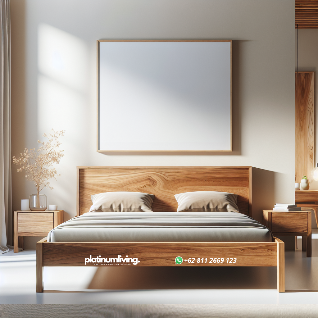 Ranjang Jati Minimalis Modern: Pilihan Tepat untuk Hunian Stylish dan Tahan Lama 1 Ranjang minimalis dari kayu jati dengan desain modern di kamar tidur