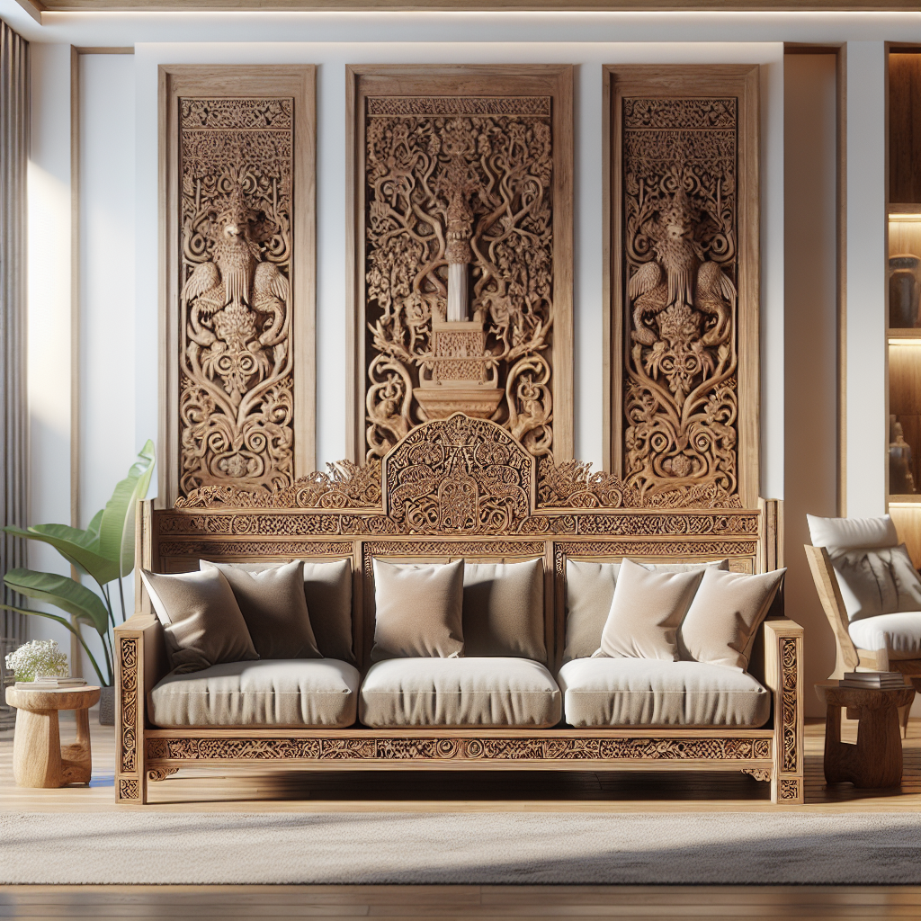 Sofa kayu jati model terbaru dengan ukiran Jepara dan desain modern