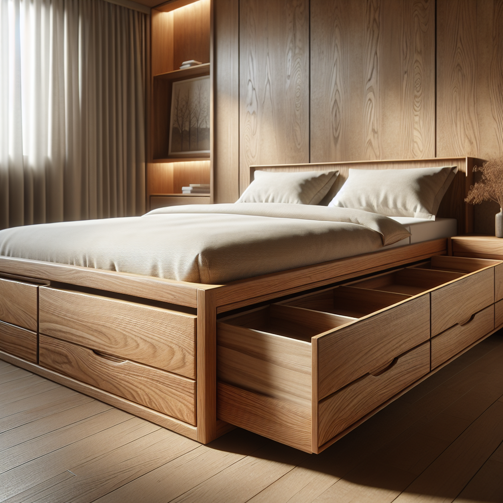 Tempat Tidur Jati Model Laci Cakung: Kombinasi Elegan antara Fungsi dan Estetika 1 Tempat tidur jati dengan laci cakung di kamar tidur modern