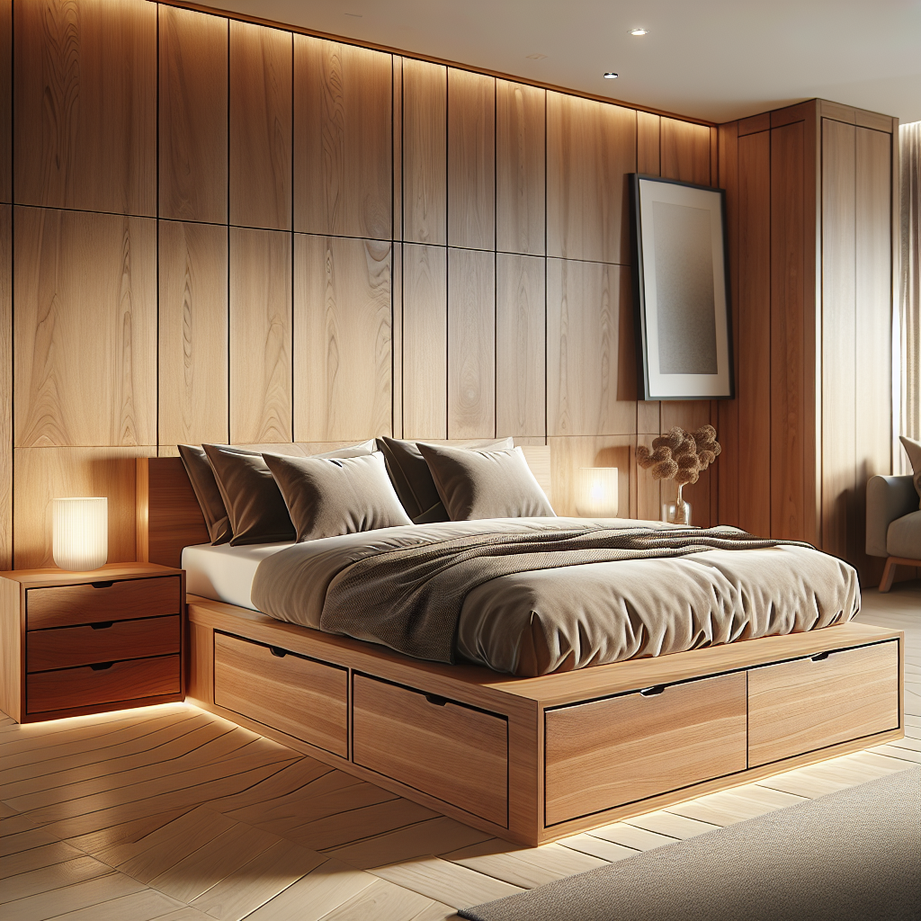 Tempat tidur kayu jati dengan laci penyimpanan model Denpasar Barat
